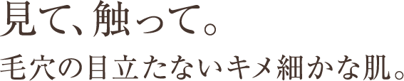 見て、触って。毛穴の目立たないキメ細かな肌。